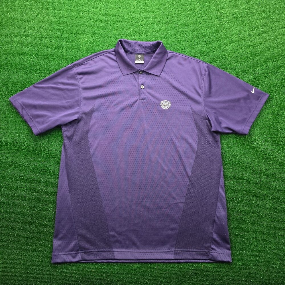 Nike Golf Polo Shirt Mens Large Purple Y2K Medinah Country Club Dri Fit